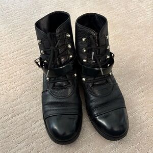 CHANEL Black Combat & Moto Boots